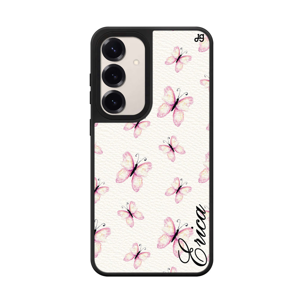 Custom name Vintage Butterfly Samsung Galaxy mirror case front view