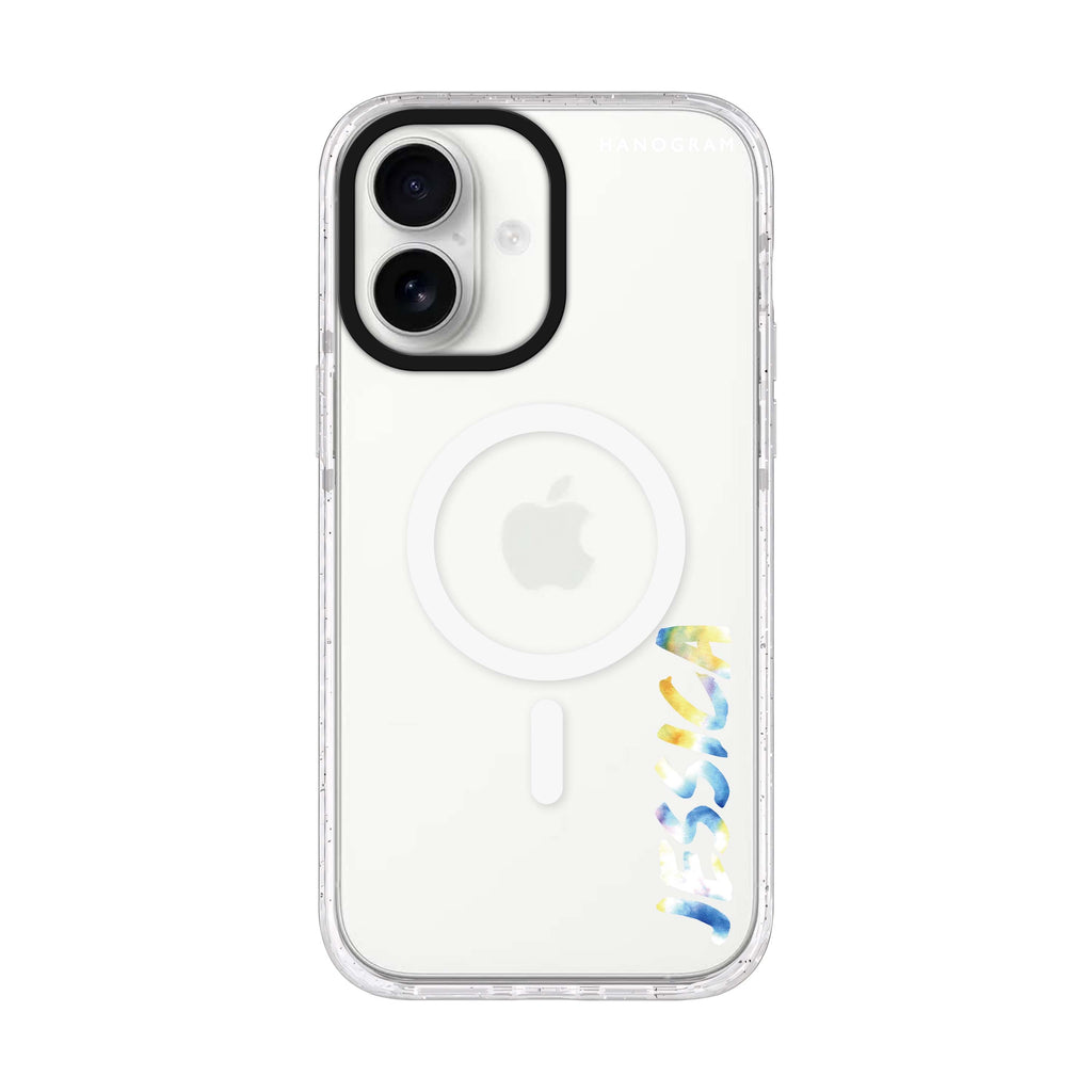 My Watercolour Name personalized name iPhone 17 ultra clear MagSafe case, front product view