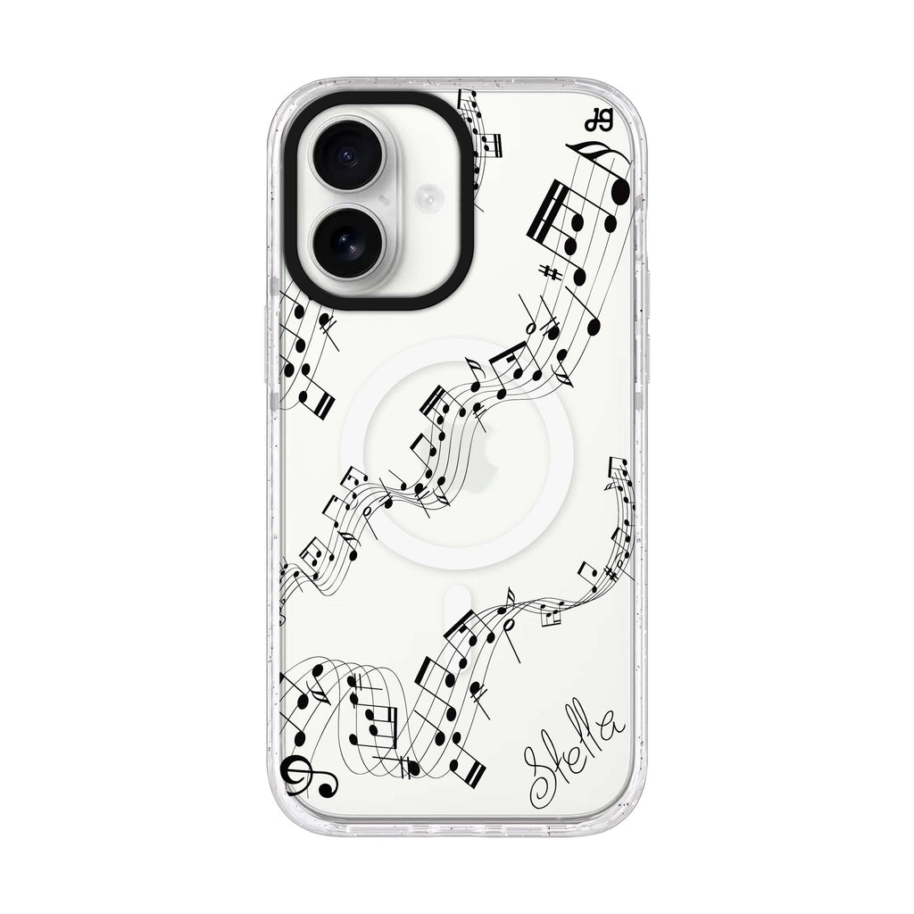 Music personalized name iPhone 17 ultra clear MagSafe case, front product view