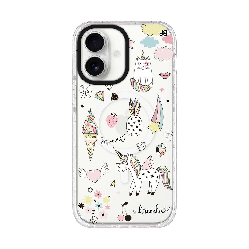 My lovely Cartoon personalized name iPhone 17 ultra clear MagSafe case, front product view
