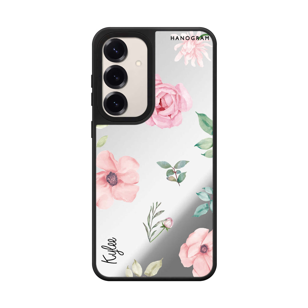 Custom name Rose Flower Samsung Galaxy mirror case front view