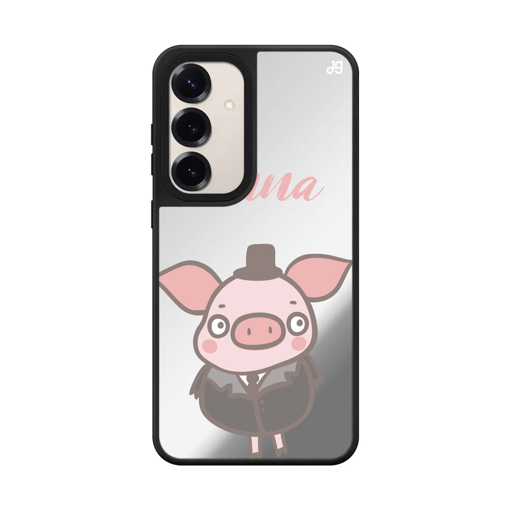 Custom name Funny Piggy Samsung Galaxy mirror case front view