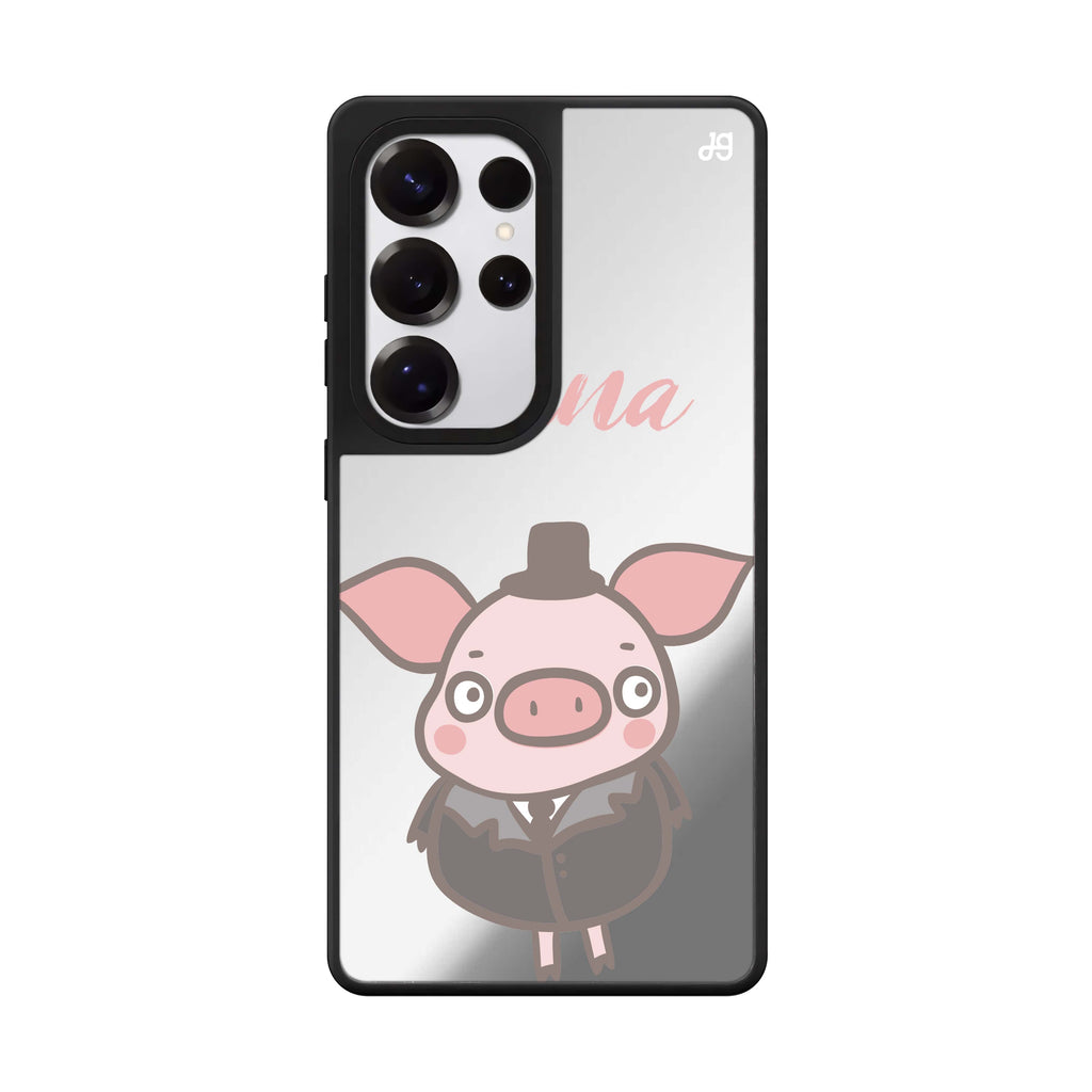Custom Funny Piggy Samsung Galaxy S25 S24 S23 Ultra mirror case, front view