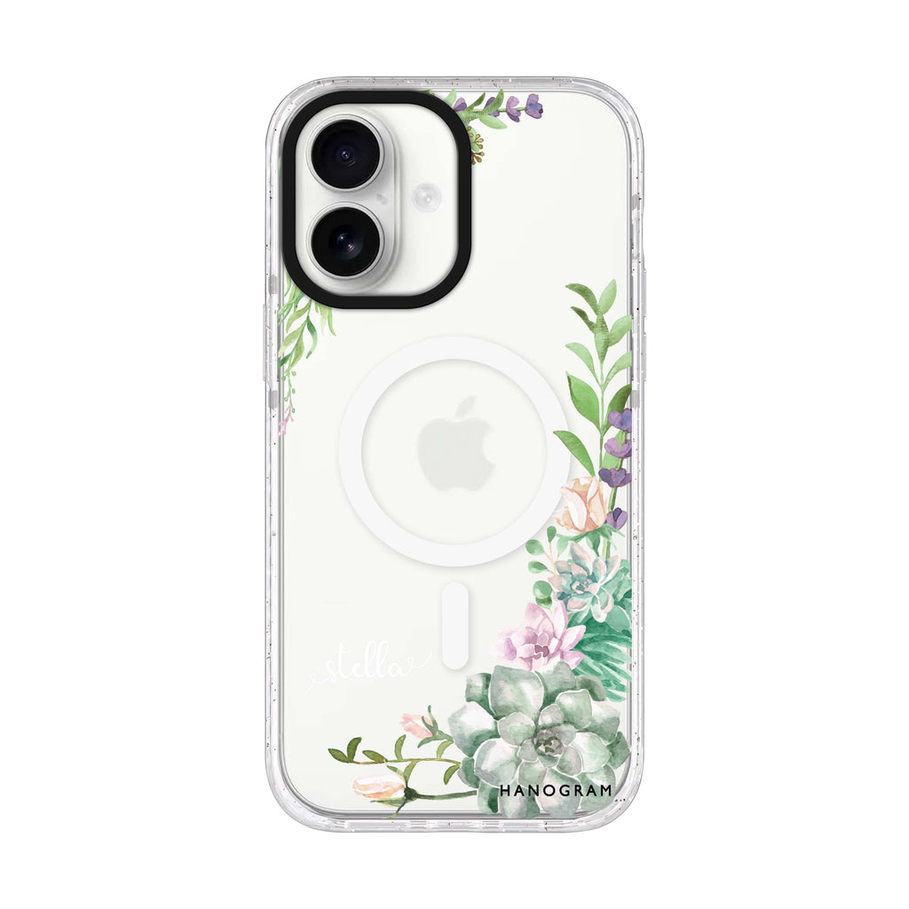 Rose in Wild personalized name iPhone 17 ultra clear MagSafe case, front product view