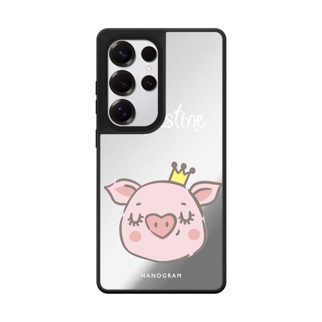 Custom Piggy Queen Samsung Galaxy S25 S24 S23 Ultra mirror case, front view