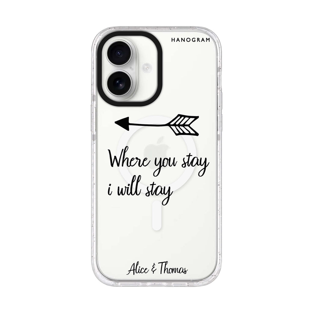 Always be true love with passion II personalized name iPhone 17 ultra clear MagSafe case, front product view