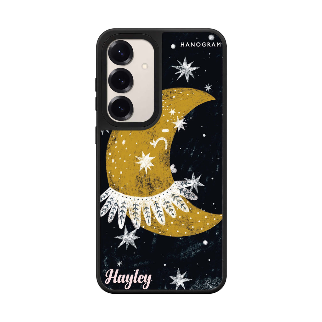 Custom name Cute Half Moon Samsung Galaxy mirror case front view