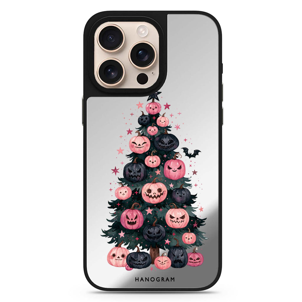 Pink Pumpkin Evergreen iPhone Mirror Case – design view 1