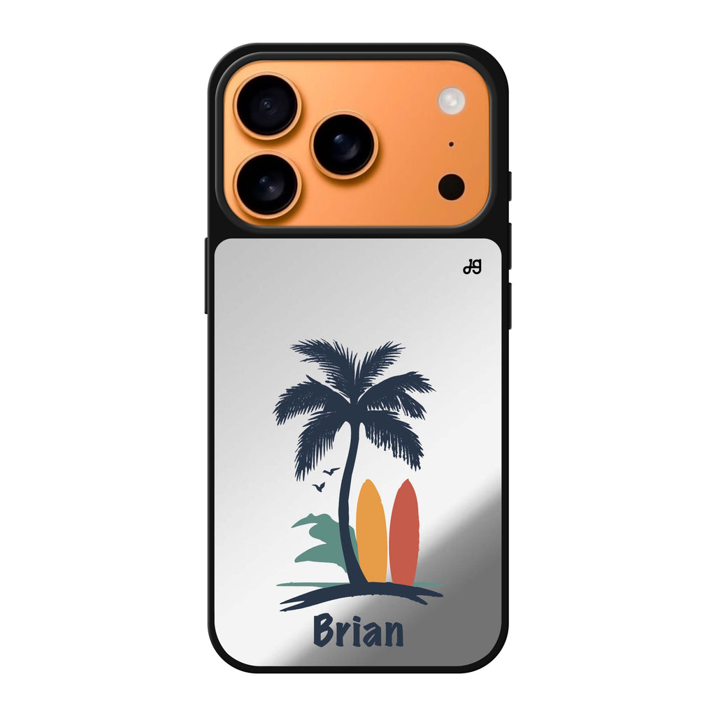 Palm & Board personalized name tree nature iPhone 17 Pro Max mirror case