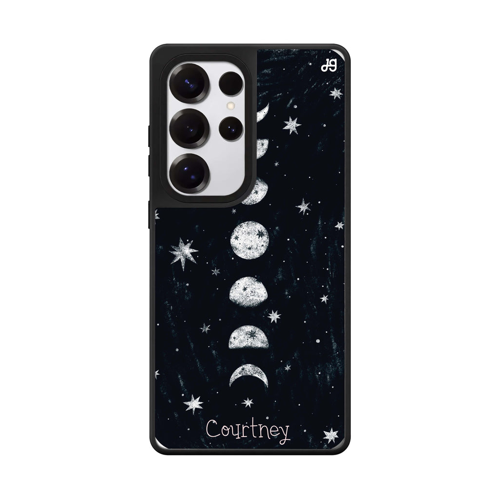 Custom Phases Of The Moon Samsung Galaxy S25 S24 S23 Ultra mirror case, front view