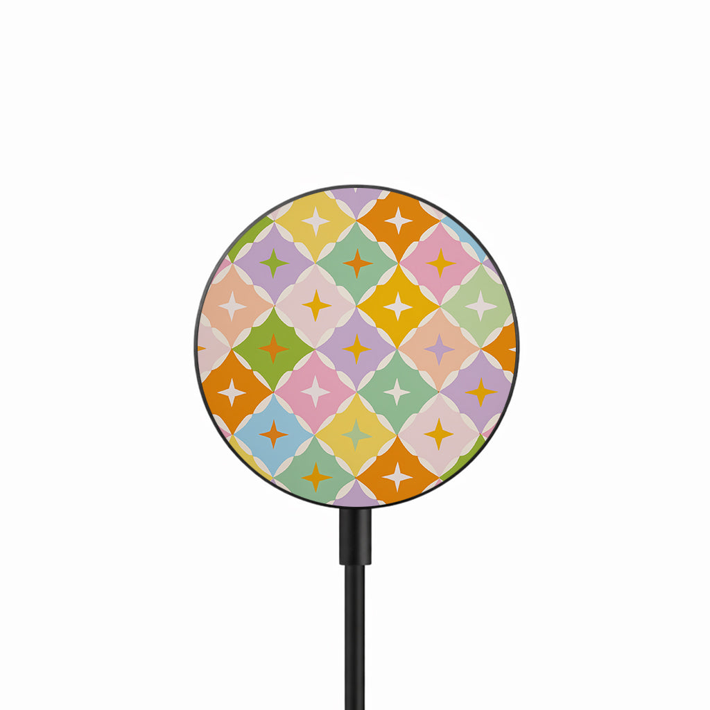 Retro Star Tiles 25W Qi2.2 magnetic wireless charger front view