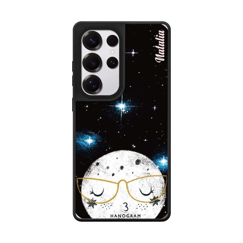 Custom Glasses Moon Samsung Galaxy S25 S24 S23 Ultra mirror case, front view