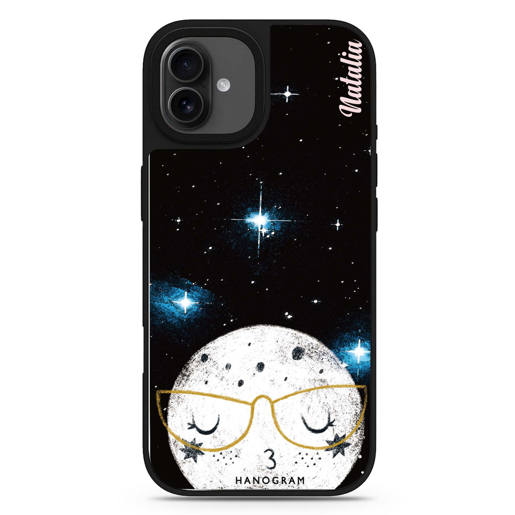 Glasses Moon personalized name celestial design iPhone 17 mirror case