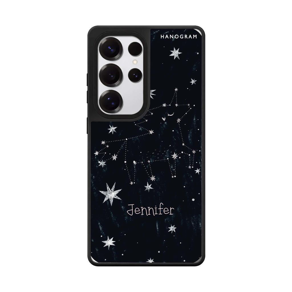 Custom Unicorn Night Samsung Galaxy S25 S24 S23 Ultra mirror case, front view