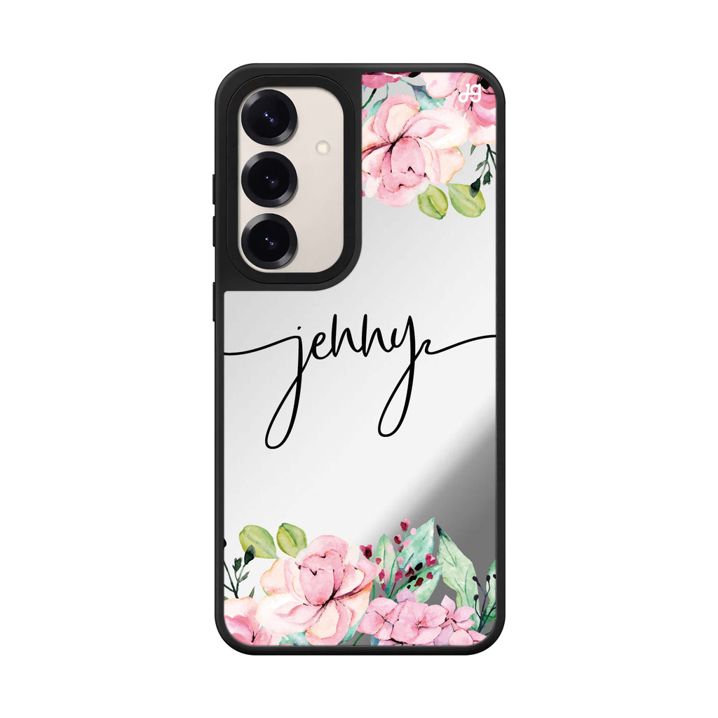 Custom name Floral Dream I Samsung Galaxy mirror case front view