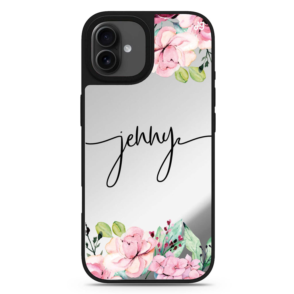 Floral Dream I personalized name celestial design iPhone 17 mirror case