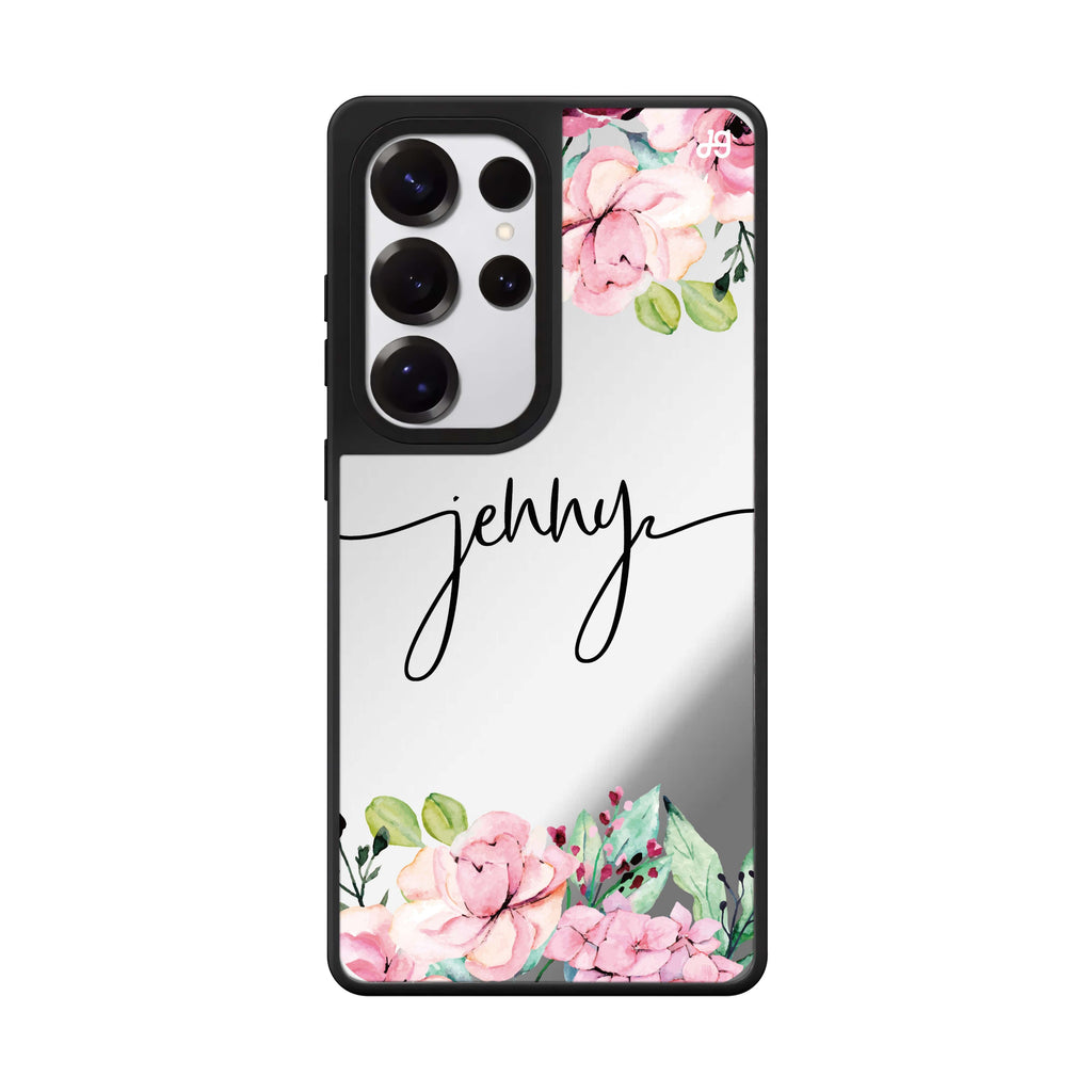 Custom Floral Dream I Samsung Galaxy S25 S24 S23 Ultra mirror case, front view