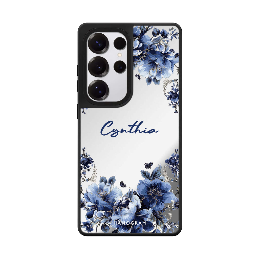 Blue Blossom Frame Mirror Case