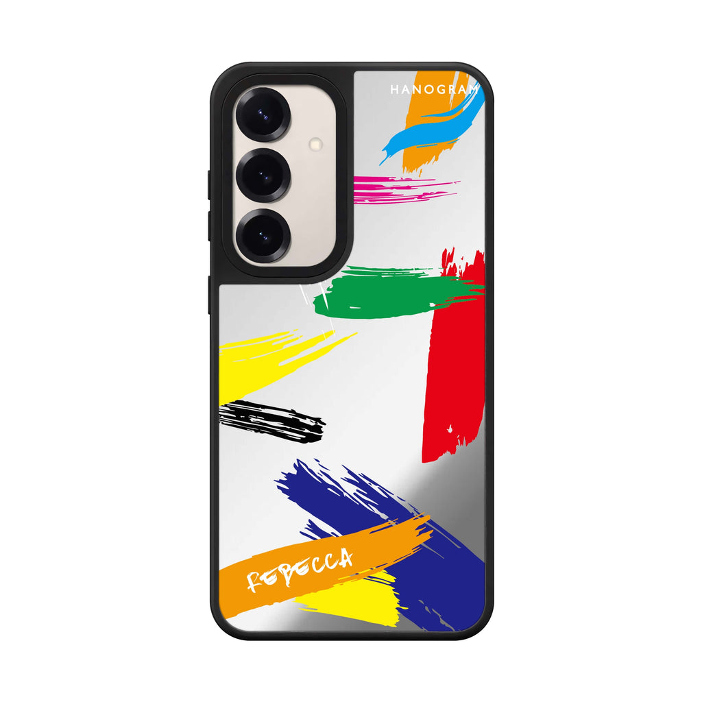 Custom name Brush Paint Samsung Galaxy mirror case front view
