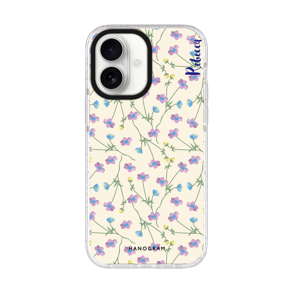 Girly floral personalized name iPhone 17 ultra clear MagSafe case, front product view