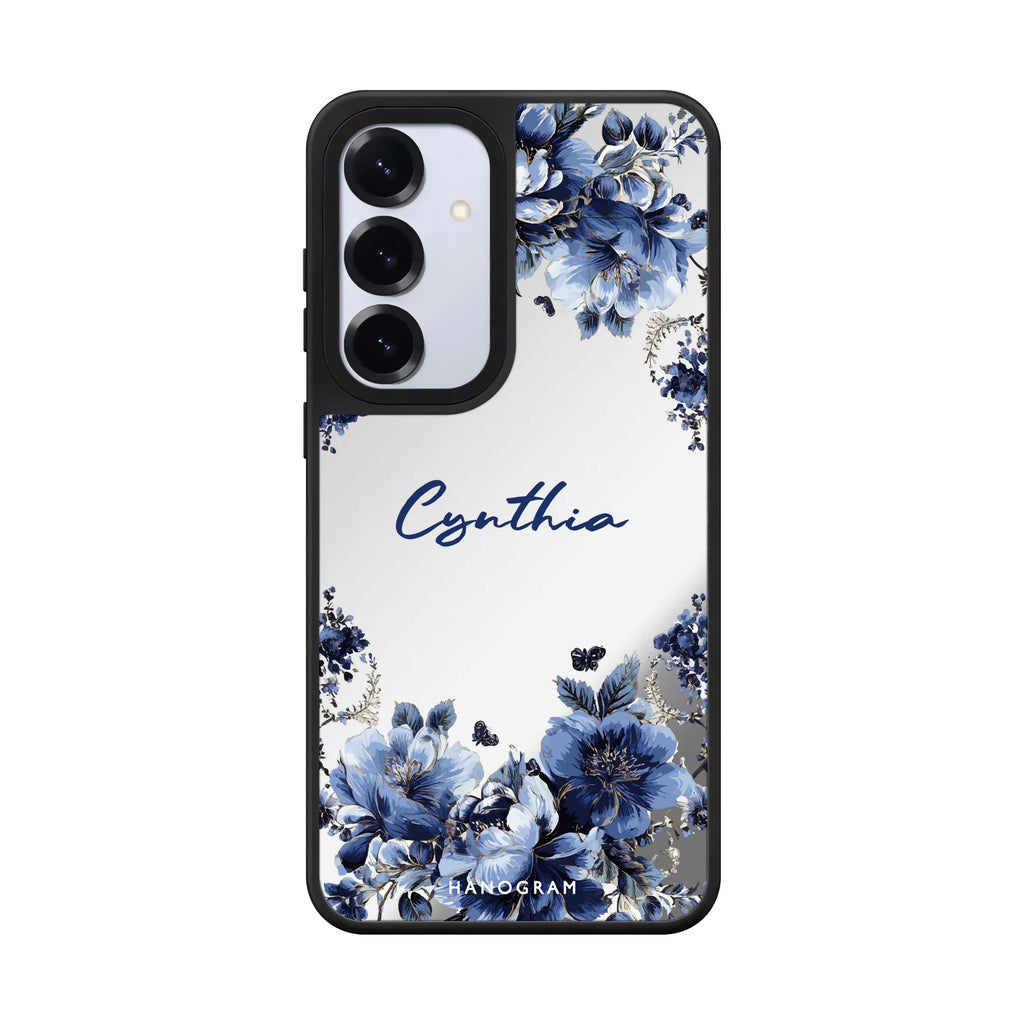 Blue Blossom Frame Mirror Case