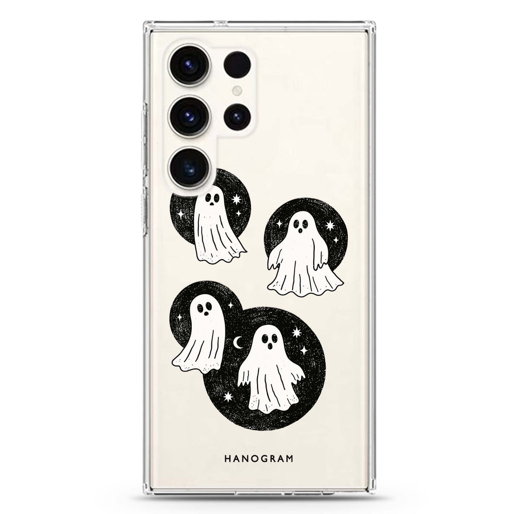 Ghost Moon Quartet Samsung Galaxy Ultra Clear Case — front view