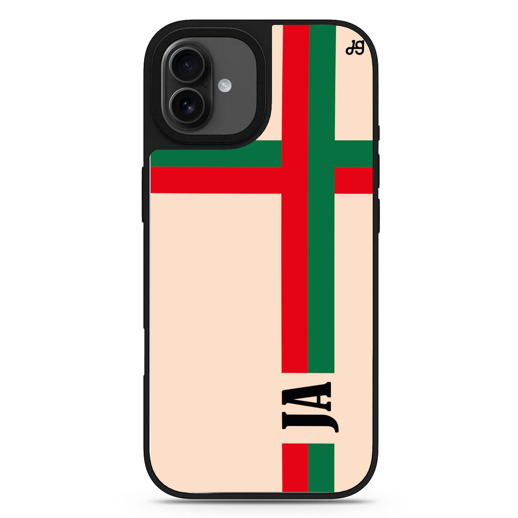 Matching Stripes personalized name iPhone 17 mirror case
