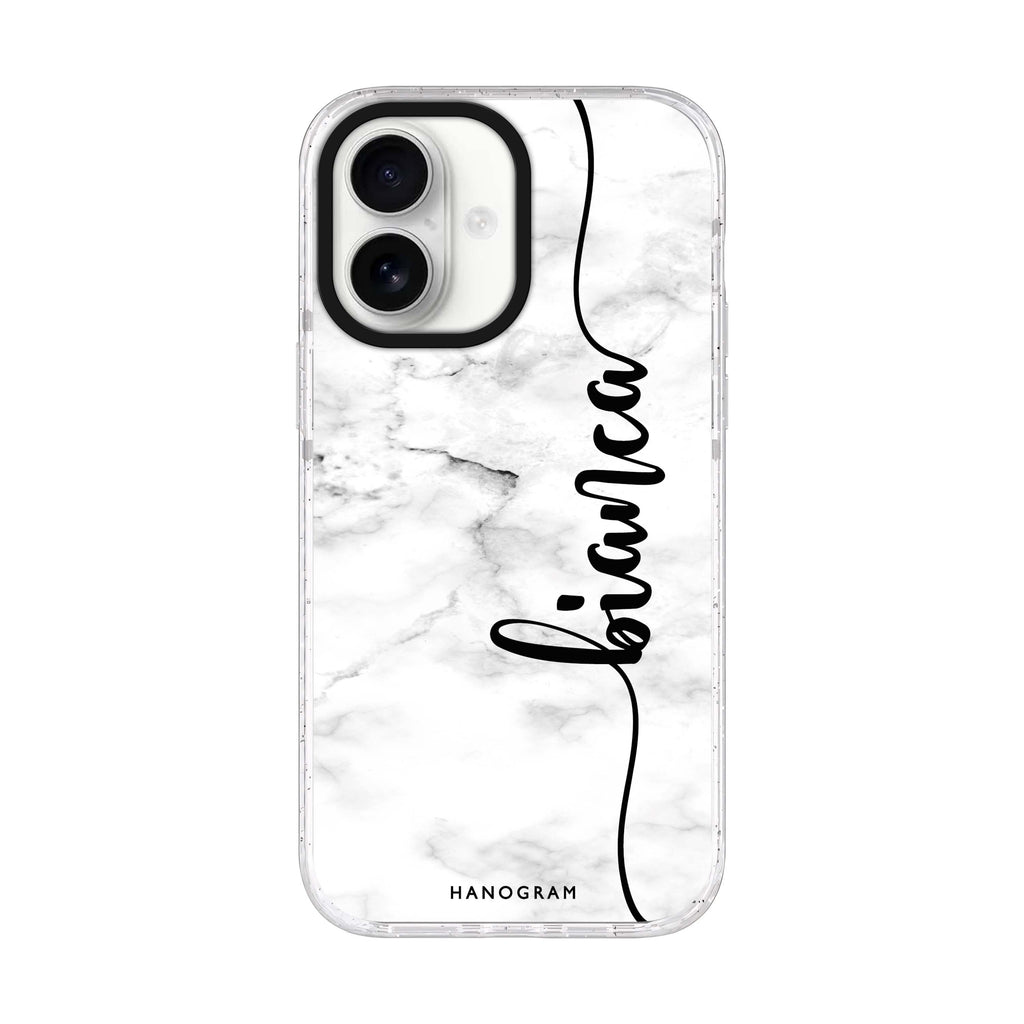 Marble Edition I personalized name iPhone 17 ultra clear MagSafe case, front product view