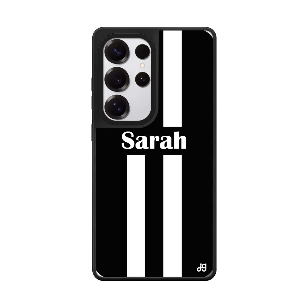 Custom Black And White Stripes Samsung Galaxy S25 S24 S23 Ultra mirror case, front view