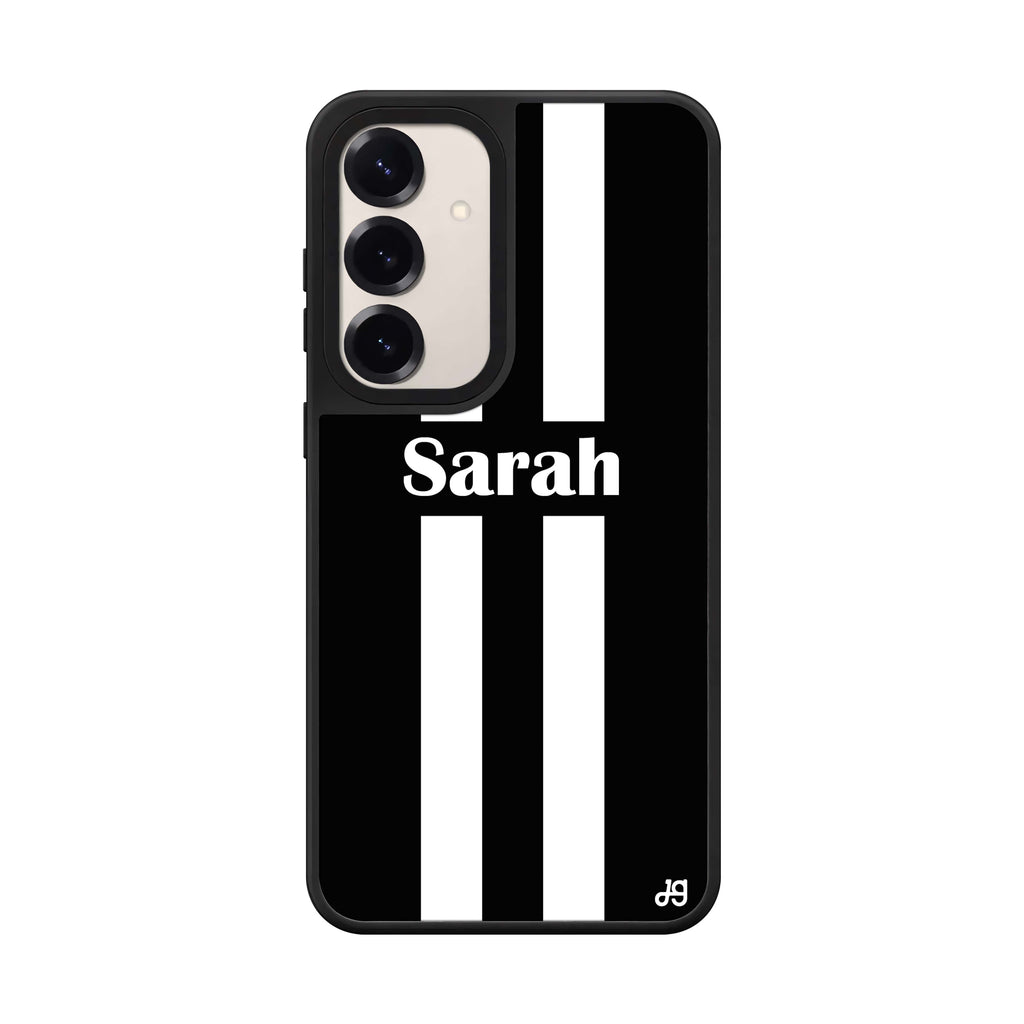 Custom name Black and White Stripes Samsung Galaxy mirror case front view