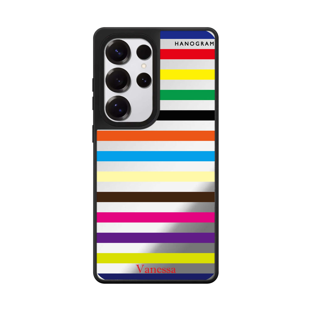 Custom Colorful Stripe Samsung Galaxy S25 S24 S23 Ultra mirror case, front view