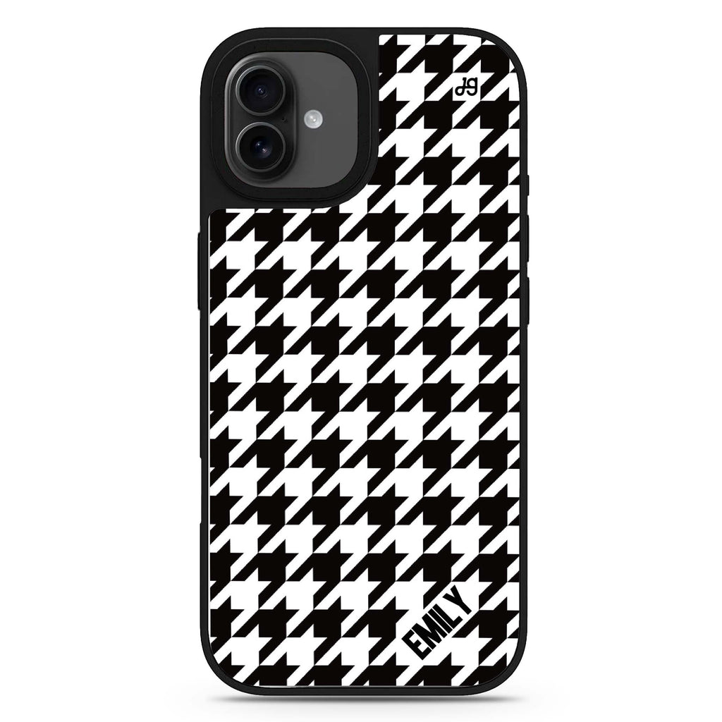 Houndstooth personalized name iPhone 17 mirror case