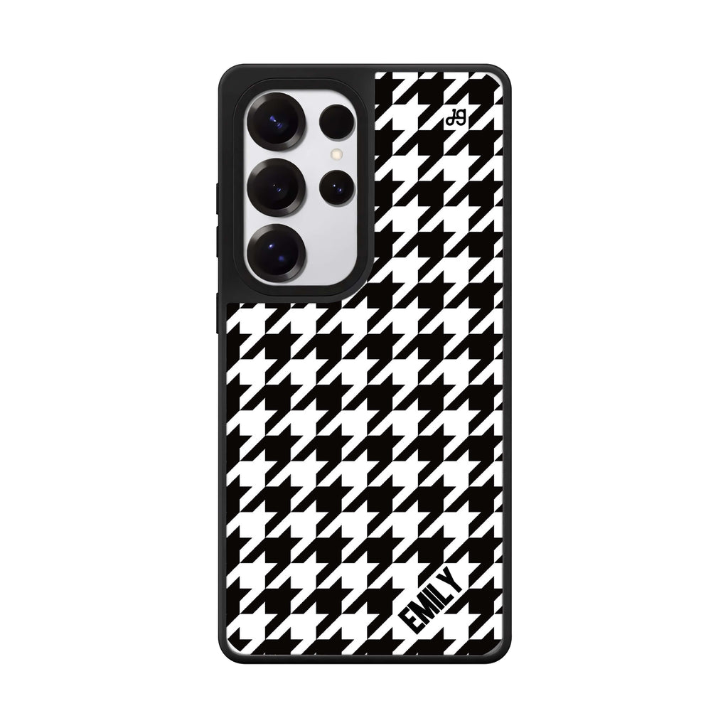 Custom Houndstooth Samsung Galaxy S25 S24 S23 Ultra mirror case, front view
