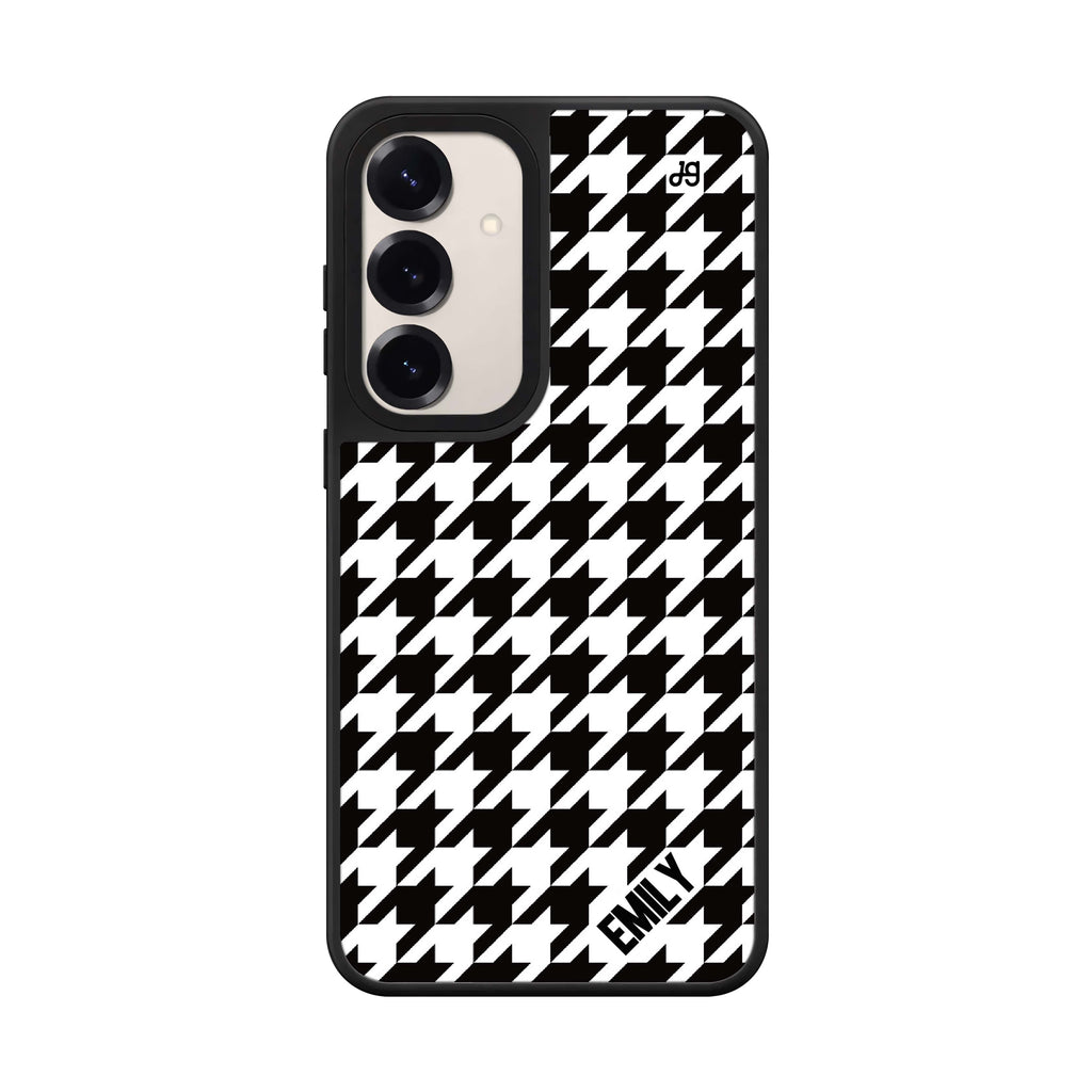 Custom name Houndstooth Samsung Galaxy mirror case front view