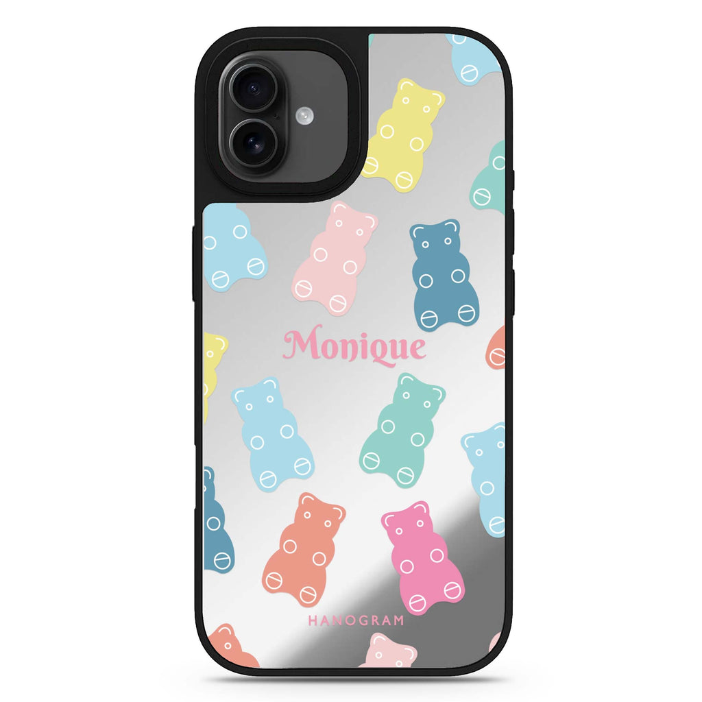 Sweet Dream Bear personalized name animal celestial iPhone 17 mirror case