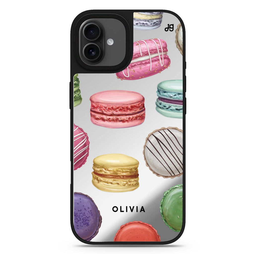 Macarons Land personalized name iPhone 17 mirror case
