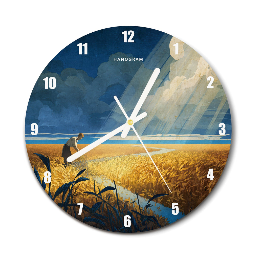 Harvest Light premium glass wall clock, decorative home decor clock, main view