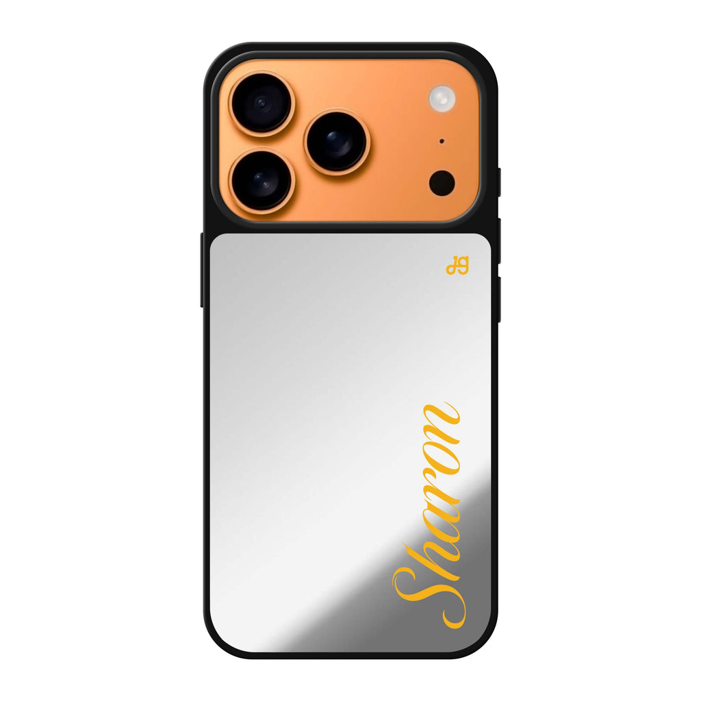 SleekSignature personalized name typography iPhone 17 Pro Max mirror case