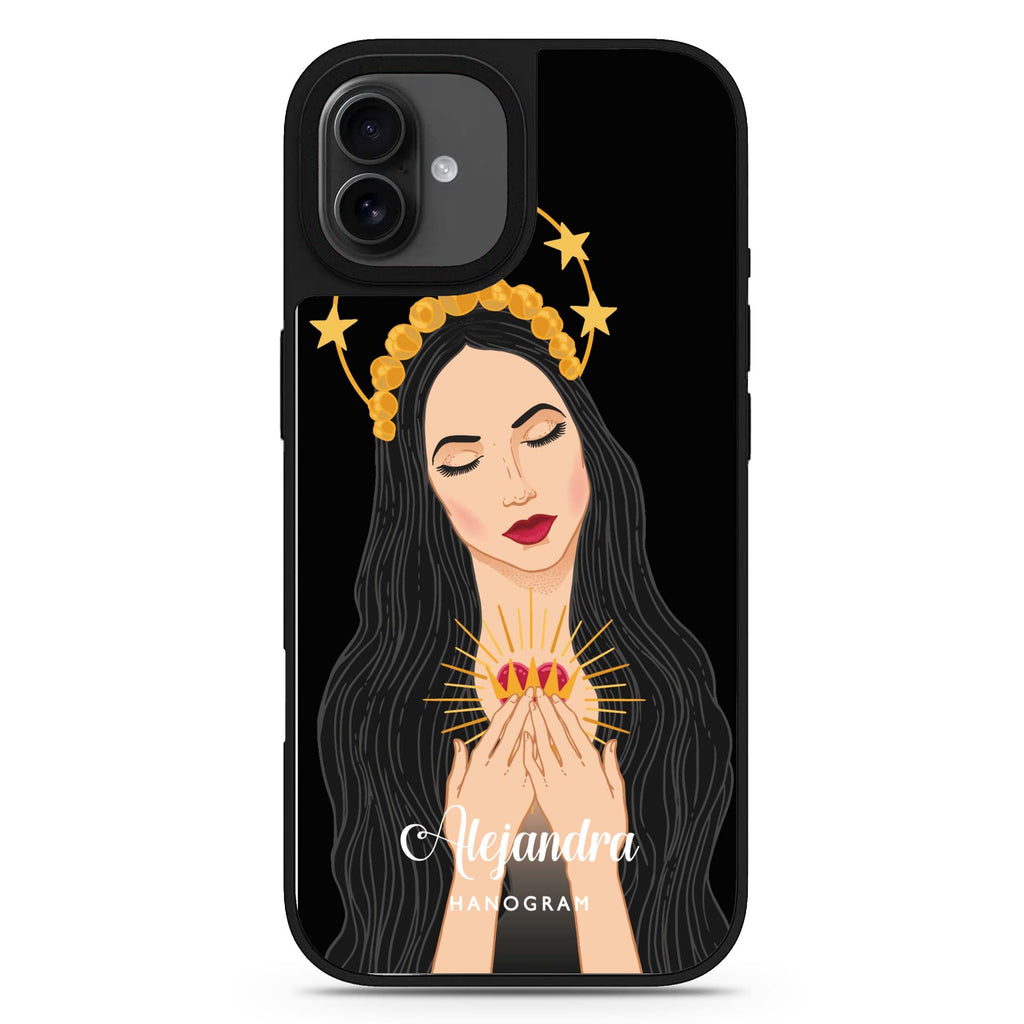 The Virgin Mary personalized name iPhone 17 mirror case
