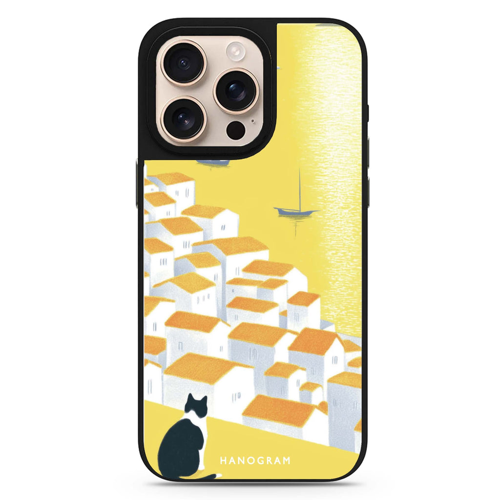 Sunset View Cat cat design iPhone 16/15/14 Pro Max & Pro mirror case