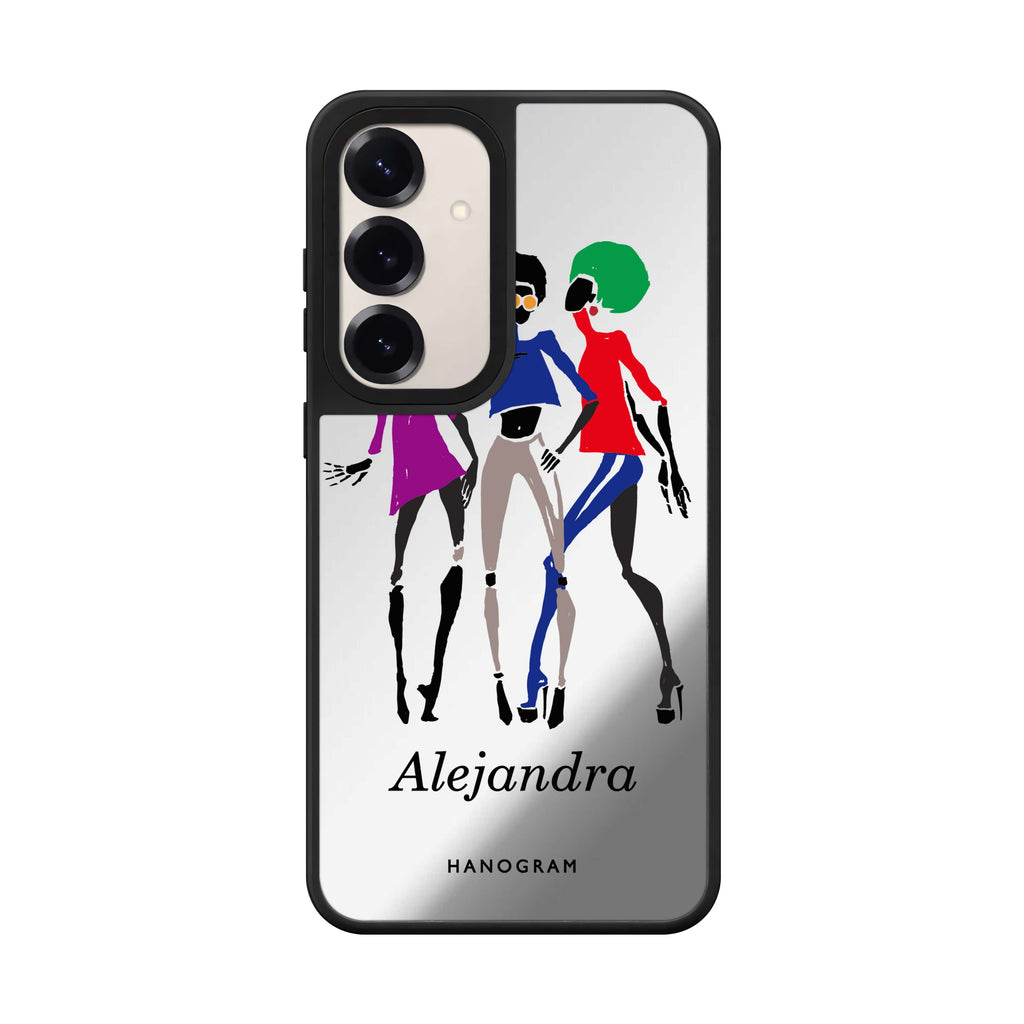 Custom name Artistic Girls Samsung Galaxy mirror case front view