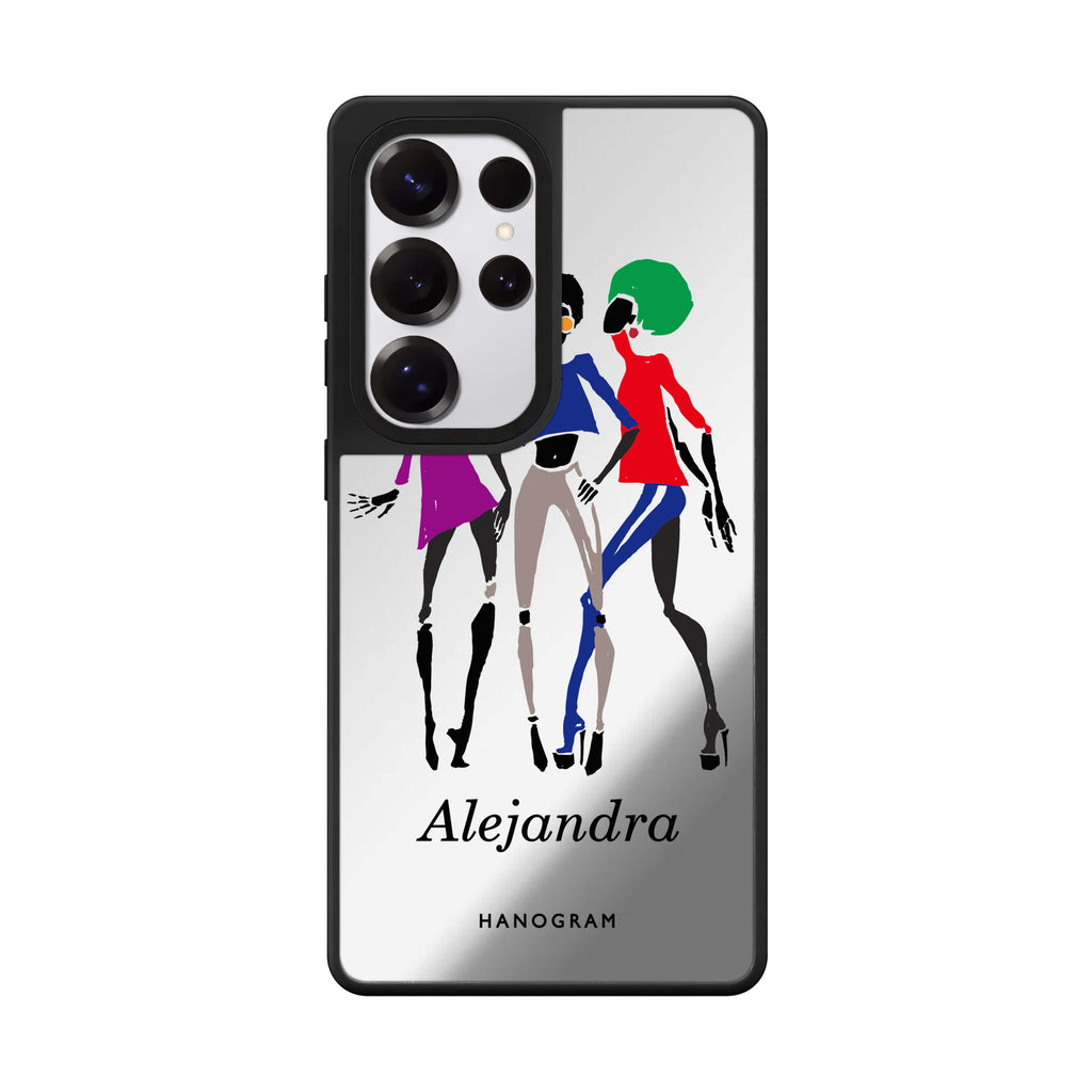 Custom Artistic Girls Samsung Galaxy S25 S24 S23 Ultra mirror case, front view