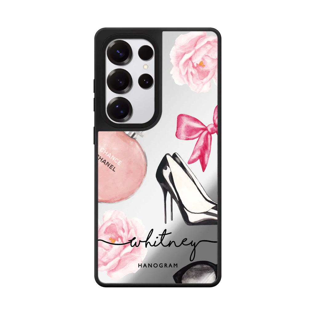 Custom Fashion Cosmetic Samsung Galaxy S25 S24 S23 Ultra mirror case, front view