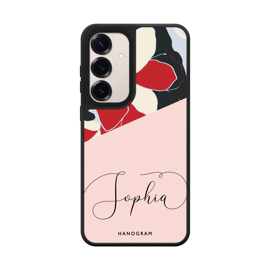 Custom name Floral Pop Samsung Galaxy mirror case front view