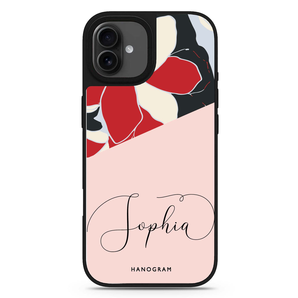 Floral POP personalized name iPhone 17 mirror case
