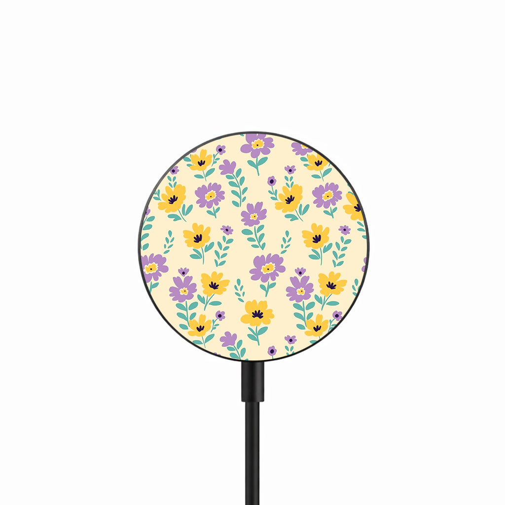 Playful Spring Blossoms 25W Qi2.2 magnetic wireless charger front view