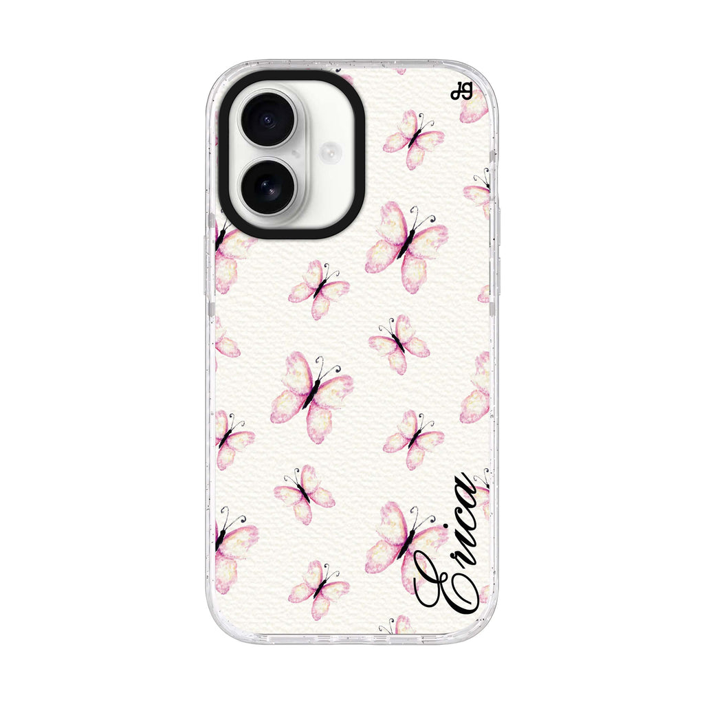 Vintage Butterfly personalized name iPhone 17 ultra clear MagSafe case, front product view