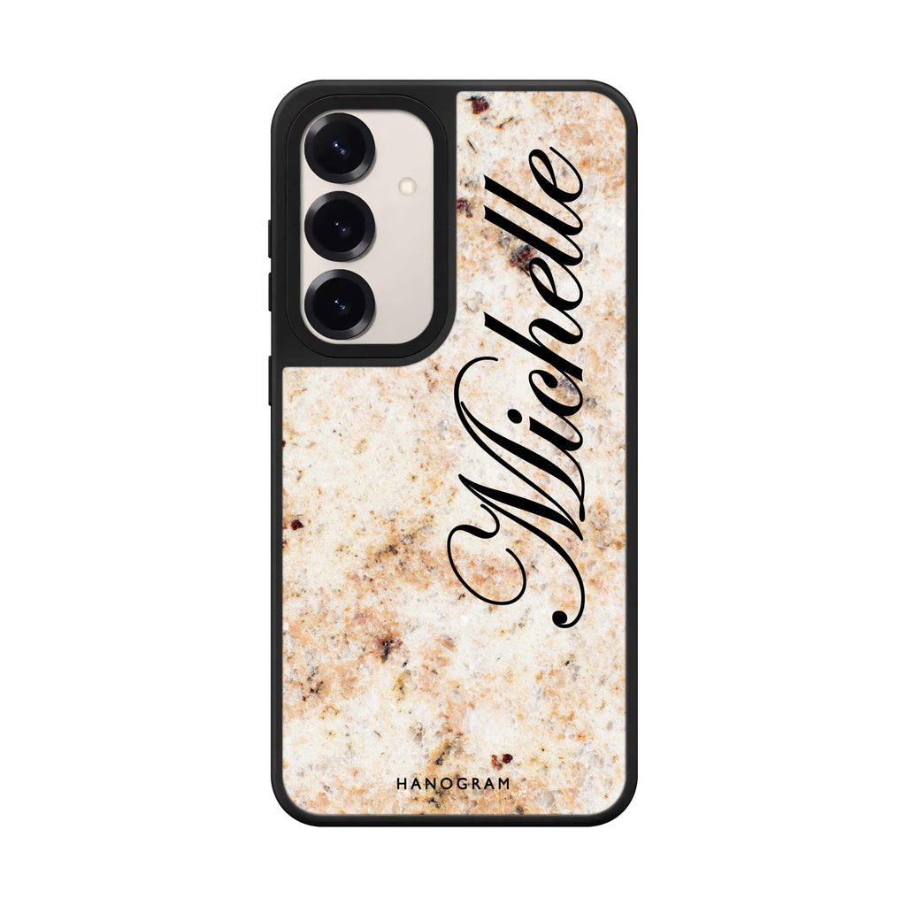 Custom name Real Marble Samsung Galaxy mirror case front view