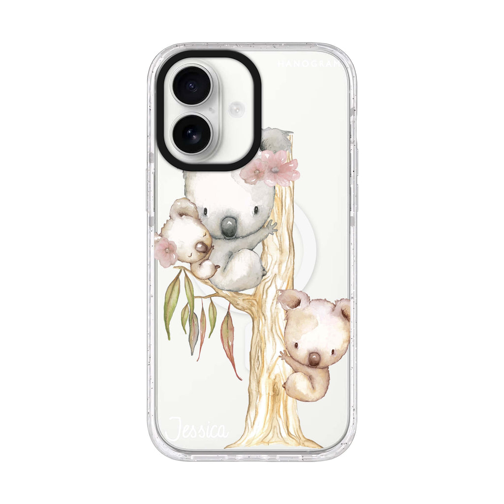 Koala personalized name iPhone 17 ultra clear MagSafe case, front product view