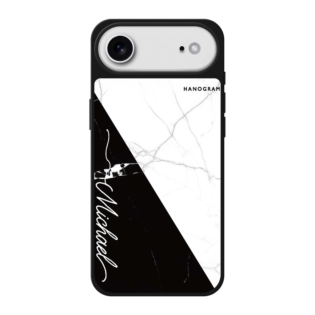 White And Black Marble 鏡面手機殼